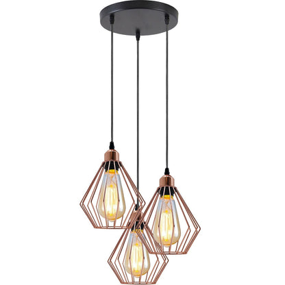 Modern Ceiling Pendant Cage Fitting Rose Gold Diamond Lights~1361