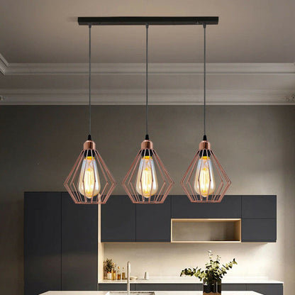 Modern Ceiling Pendant Cage Fitting Rose Gold Diamond Lights~1361