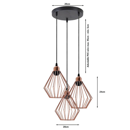 Modern Ceiling Pendant Cage Fitting Rose Gold Diamond Lights~1361