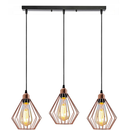 Modern Ceiling Pendant Cage Fitting Rose Gold Diamond Lights~1361